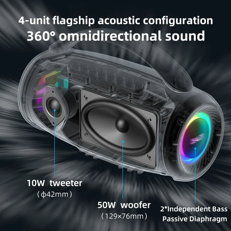 zealot-P12 Lautsprecher 60W Bluetooth-Lautsprecher Tragbarer Lautsprecher mit 10 Stunden Spielzeit, Tragegriff, für Camping, Party, TWS, AUX Zweitbild