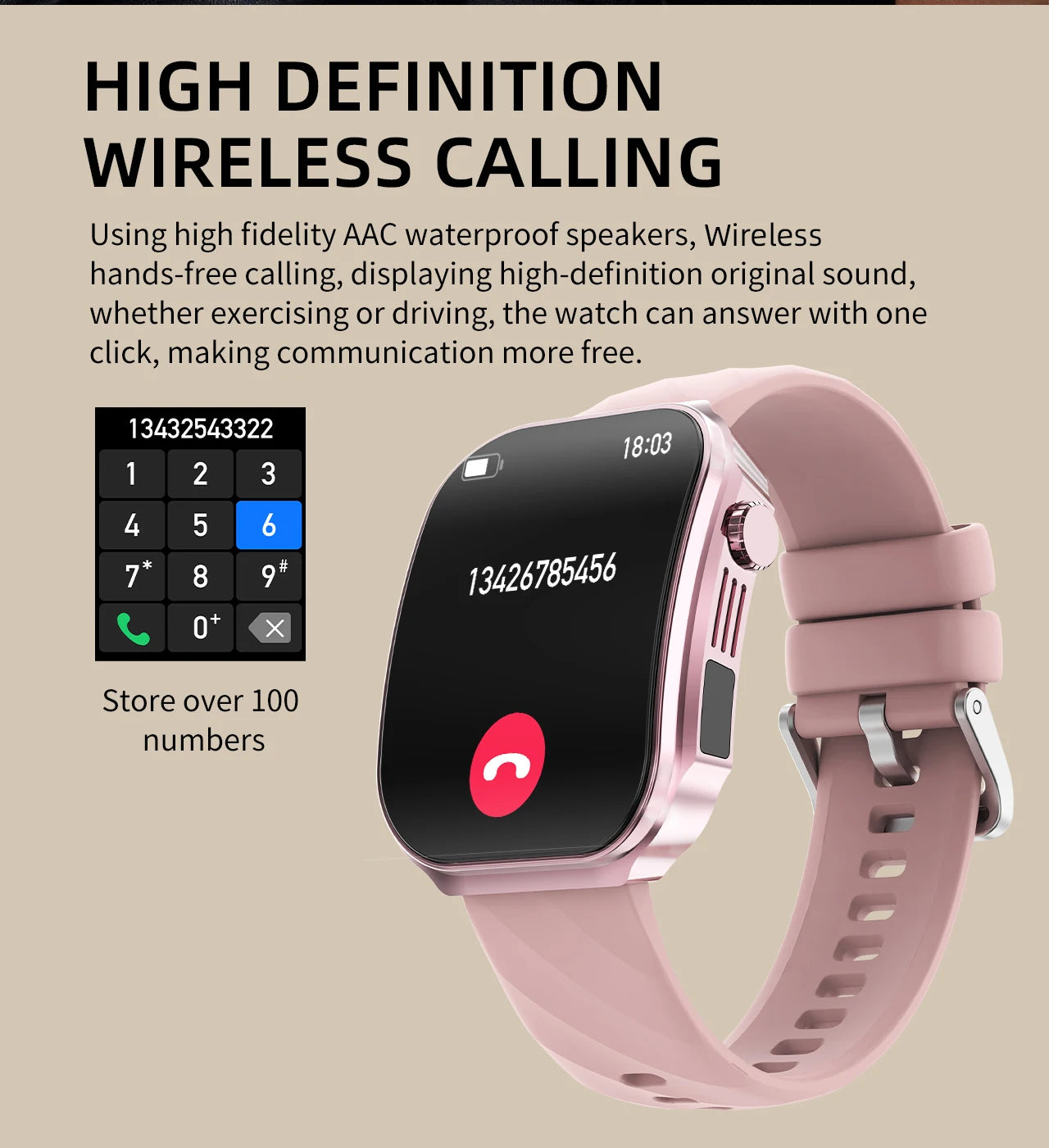 LIGE Neue 2,2-Zoll 3D Gebogenes Display Smartwatch Mit LED-Licht Thermometer Gesundheitsmonitor Smartwatch BT Anruf Sport Fitness Uhr
