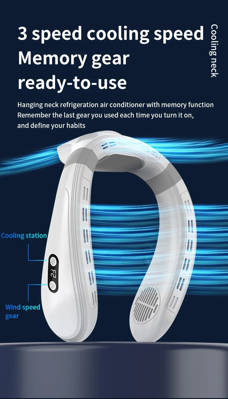 Neuer tragbarer Nackenventilator 5200mAh Nackenklimaanlage wiederaufladbarer Halbleiter-Kühlventilator Persönlicher Outdoor-Ventilator tragbarer Kühler