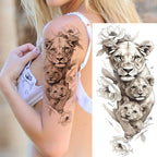 1 Blatt einzigartige Aquarell-Löwe-Tiger-Tier-Temporäre Tattoos langanhaltend wasserdicht Fuchs Eule gefälschter Tattoo-Aufkleber Körperkunst Tattoo