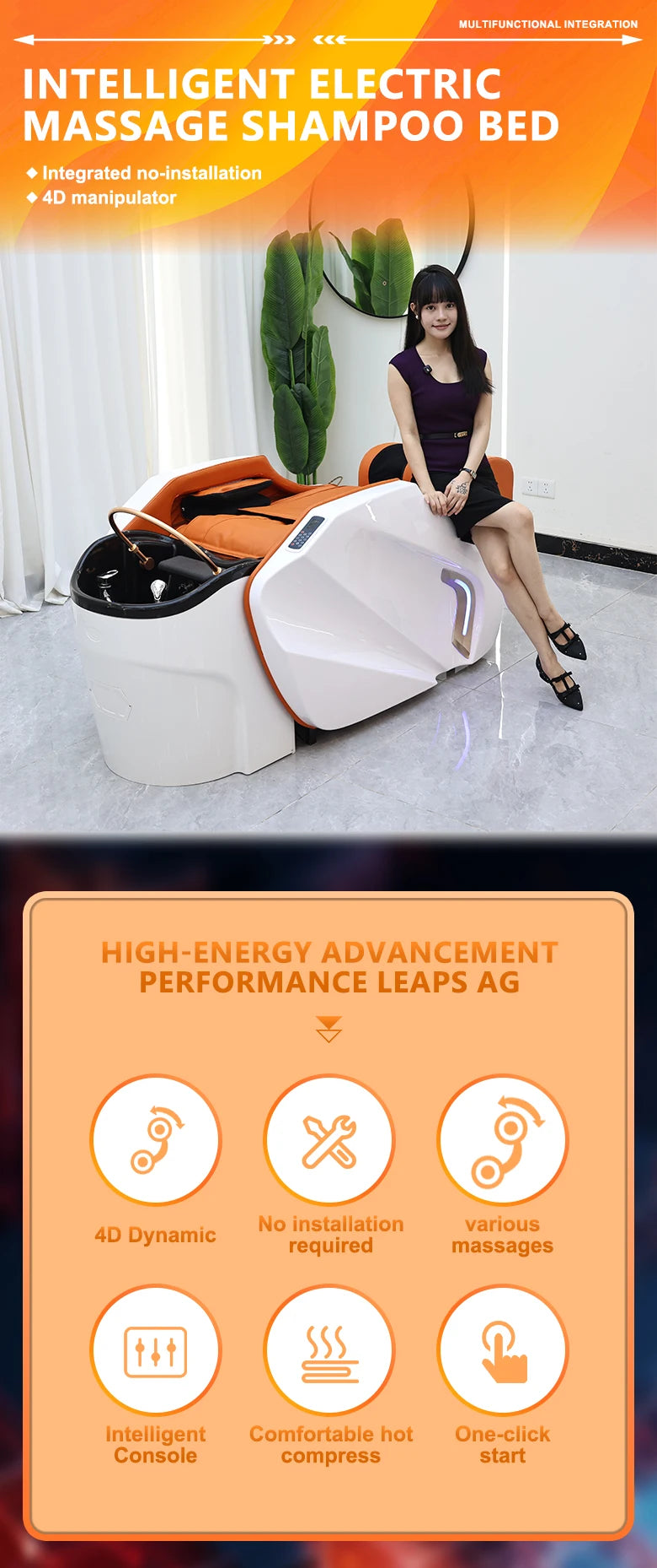 Luxuriöses elektrisches Massage-Kopfhaut-Therapie-Haarwaschbecken für Friseursalons