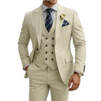 Herren 3-teiliger Slim Fit Anzug für Herren Zweireiher Hochzeits- Abschlussballanzug Formeller Business-Dinner-Smoking