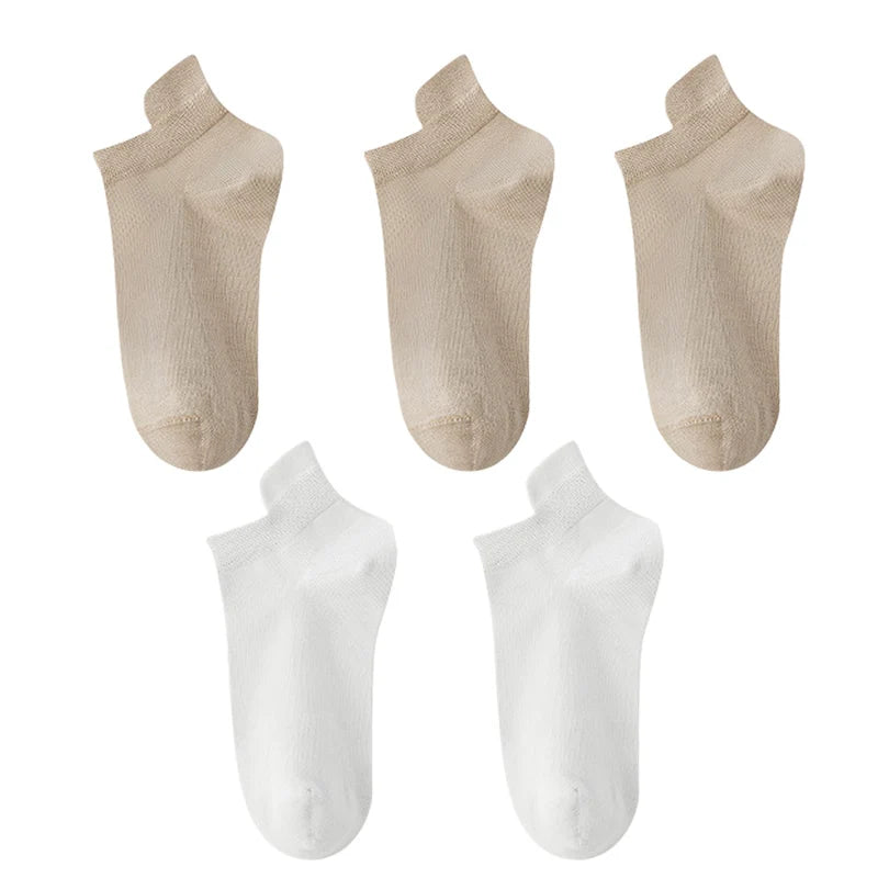 10 Stück=5 Paar Damen Socken Casual Atmungsaktiv Hohe Qualität Knöchelsocken Sommer Low Cut Baumwolle Dünne Kurze Elastische Socken calcetines