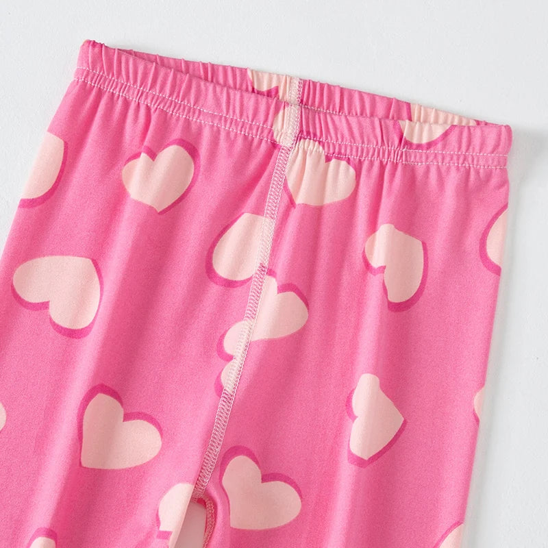 2/4 Stücke Kinder Mix-And-Match Leggings mit Liebes-Aufdruck, Mädchen, lässig, Joker, schmal, 9 Hosen, modische elastische Taille, Valentinstag-Hose