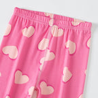 2/4 Stücke Kinder Mix-And-Match Leggings mit Liebes-Aufdruck, Mädchen, lässig, Joker, schmal, 9 Hosen, modische elastische Taille, Valentinstag-Hose