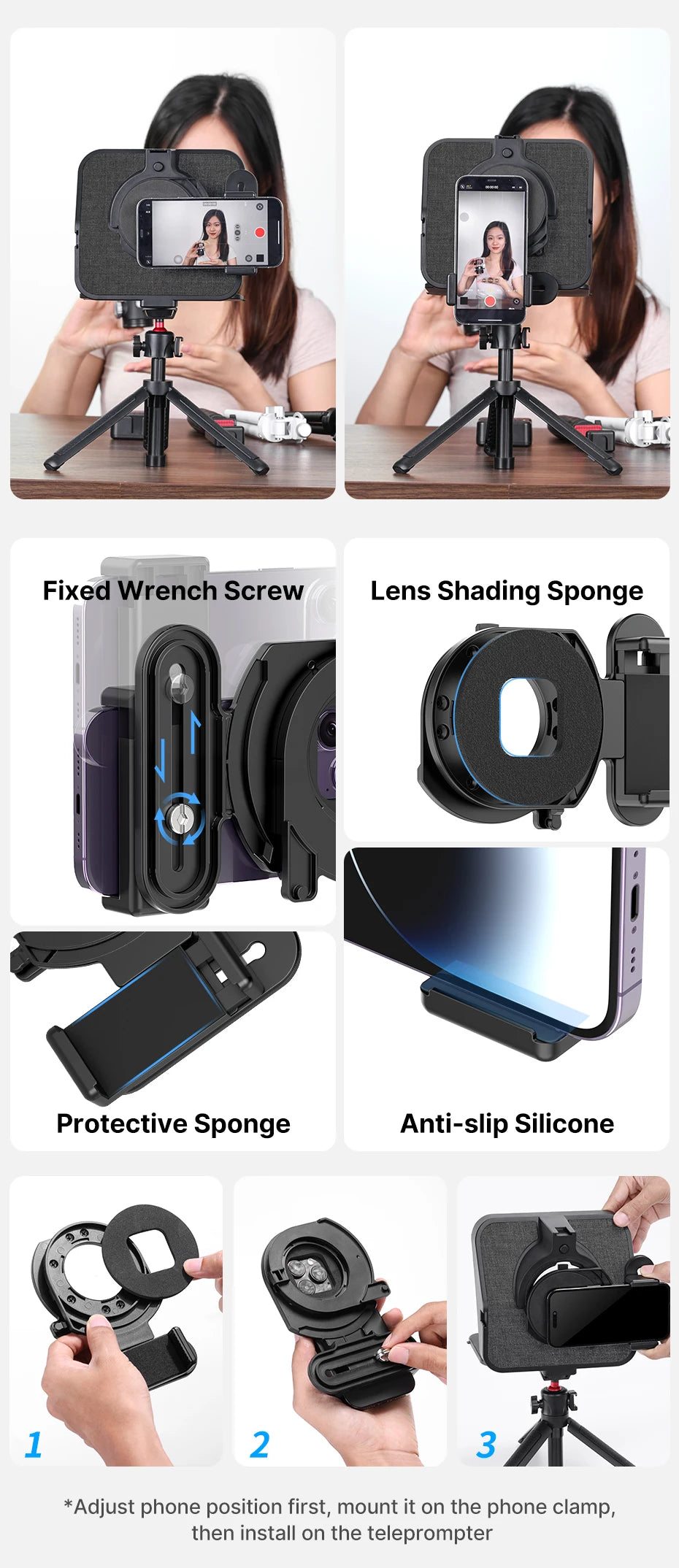 Ulanzi RT02 Universal-Teleprompter Prompter DSLR-Kamera Smartphone Tablet Laptop-Teleprompter Live-Streaming Videoaufnahme