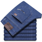 Wthinlee Business Men Jeans Casual Straight Stretch Fashion Classic Blue Black Work Denim Trousers Spring Summer Brand Clothing
