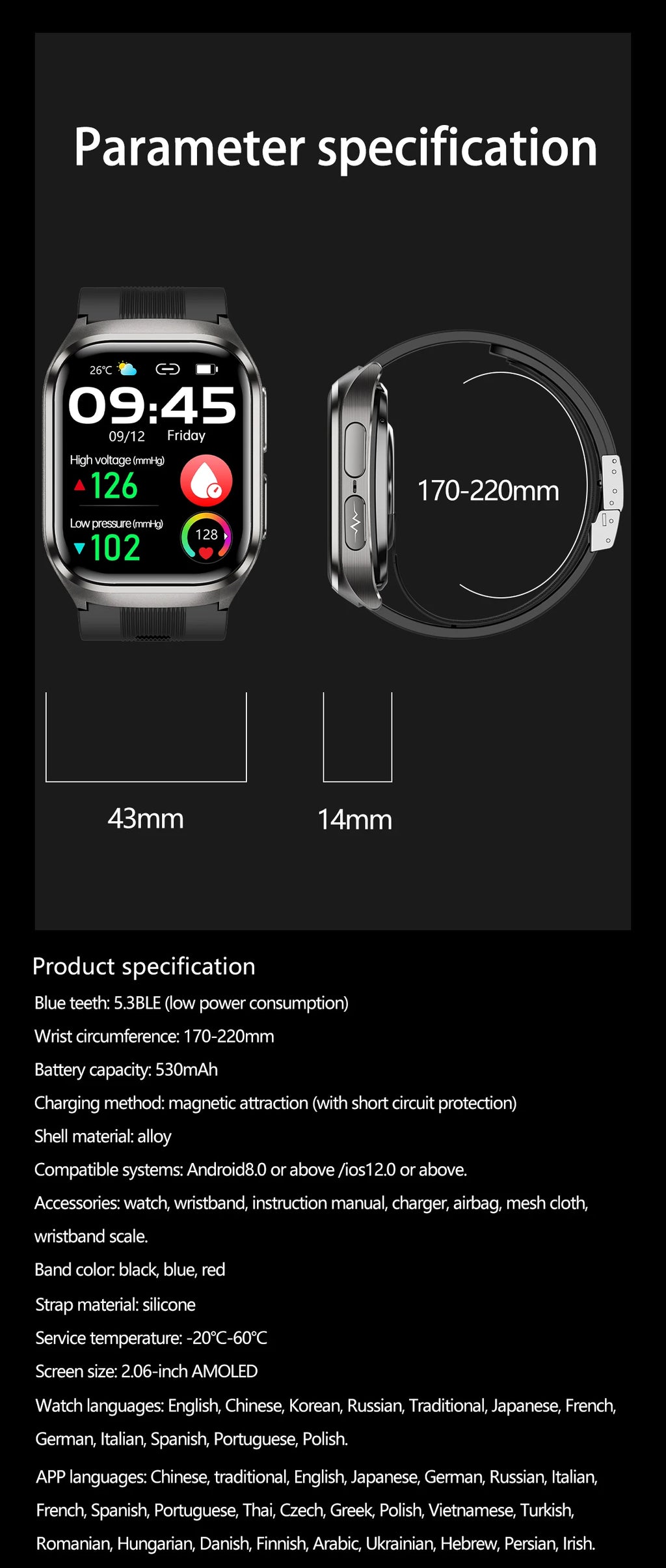 2026Neue Gesundheitsuhr Blutdruck Genaue Messung Smartwatches Herren Harnsäure Blutfette wasserdicht Airbag Smartwatch Damen