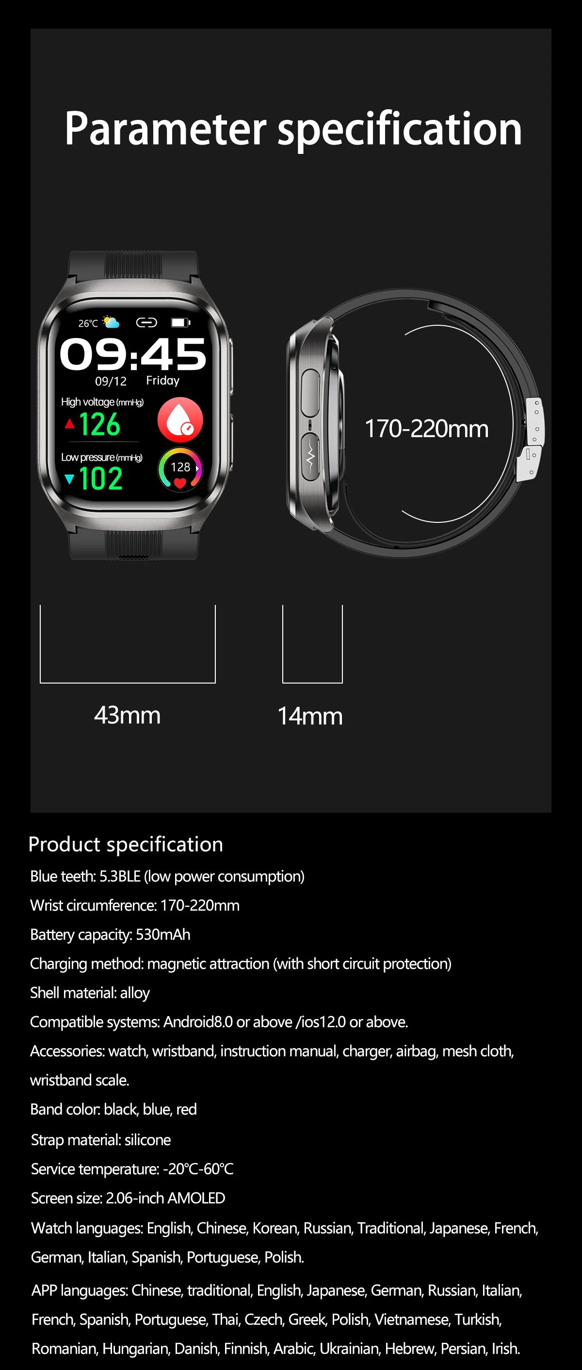 2026Neue Gesundheitsuhr Blutdruck Genaue Messung Smartwatches Herren Harnsäure Blutfette wasserdicht Airbag Smartwatch Damen