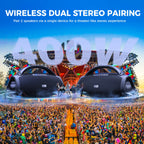 W-KING 200W RMS Portable Bluetooth Lautsprecher, Massive Bass Party Boombox IPX7 Wasserdichter Lautsprecher Groß, Lauter Outdoor Lautsprecher