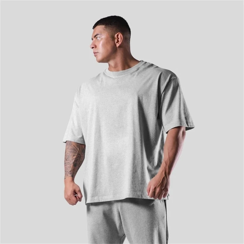 LYFT 100% Cotton Men's Gym T-Shirt Loose Fit Short Sleeve Sport Fitness Running Workout Training Shirt in Sizes M to XXXL