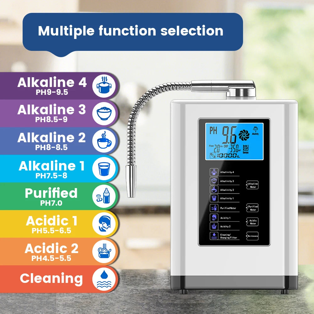 Alkalische Wassermaschine Ionisator PH Wassergerät Alkalischer Wasserspender 5 Platten Platinbeschichtung Alkalischer Wasserionisator