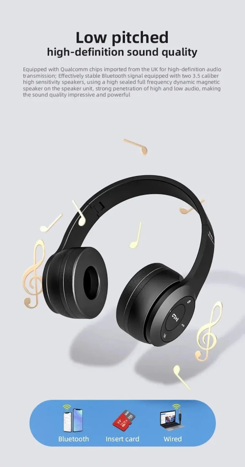 Lenovo Multifunktionaler tragbarer faltbarer kabelloser Bluetooth 5.0 Kopfhörer Für Bluetooth-Verbindung Kabelgebundene Verbindung