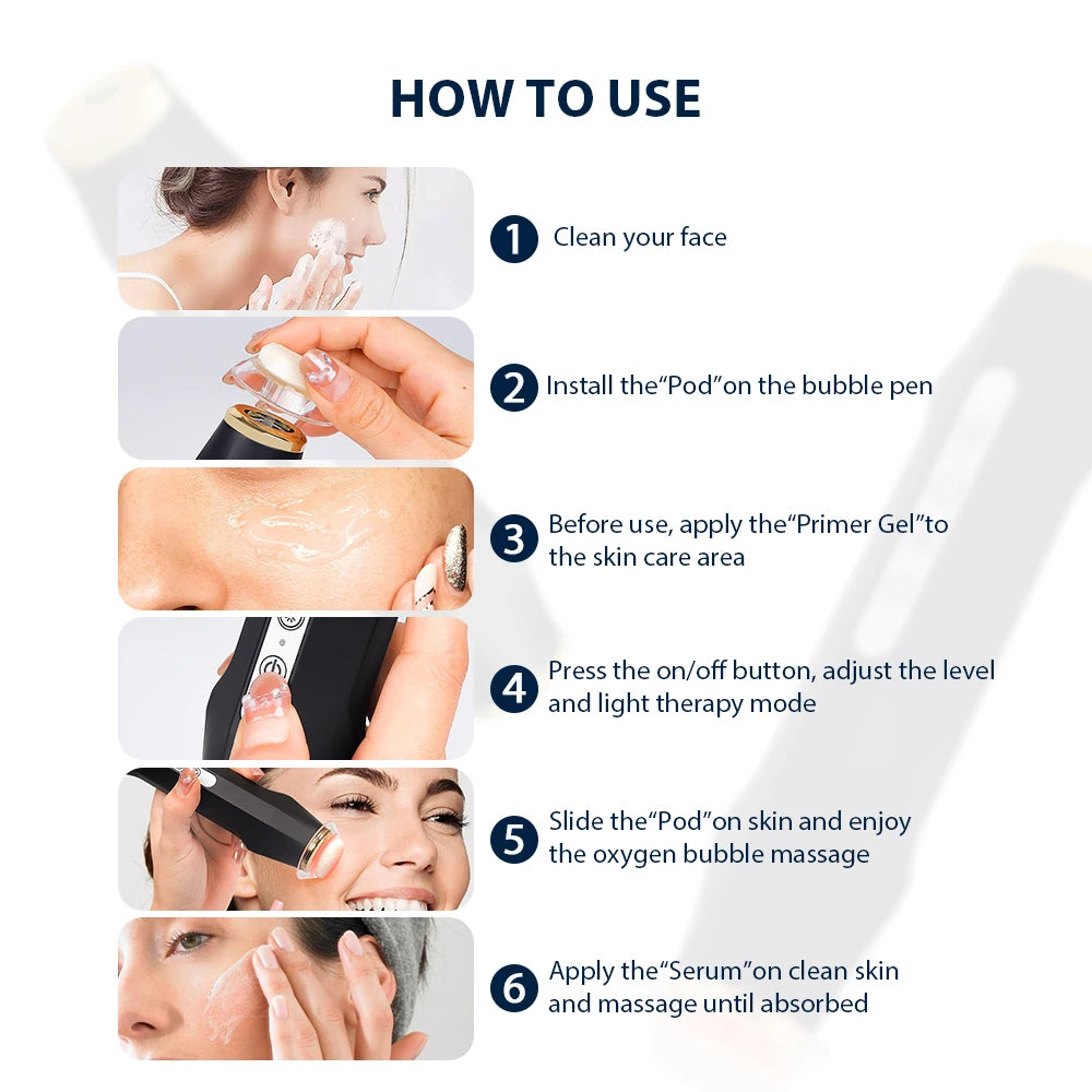 Tragbares Sauerstoff-Blasen-Gesichtsgerät CO2-Blasenstift Aqua Skin Gesichtsreinigungs-SPA-Schönheitsgerät CO2-Pod-Massagegerät
