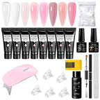 24-teiliges Set 20ml Poly Nail Extension Gel Kit Mini-UV-Lampe Versiegelung mit Basislack Überlack Professionelles Poly-UV-Nagelgel-Kit Starter-Kit
