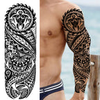 Kompass Roboterarm Temporäre Tattoos Ärmel für Männer Frauen Realistische Gefälschte Totenkopf Engel Ganzarm Tattoos Maori Totem Tattoo Aufkleber
