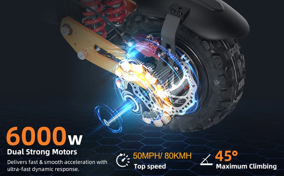 VREOM - VZ37 Elektroroller - 6000W Motor 60V30AH Akku Hochleistungs-E-Scooter - 70km/h Geschwindigkeit 11" Vakuumreifen - Faltbarer E-Scooter