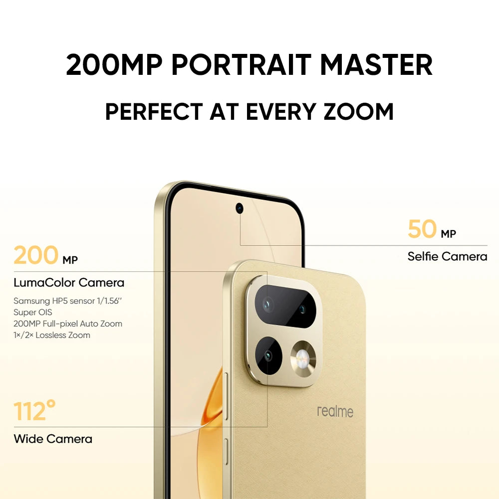 Neu eingetroffen: realme 16 Pro 5G Smartphone Europäische Version 200 MP LumaColor Kamera 6500 Nits AMOLED Display 6500 mAh Akku NFC