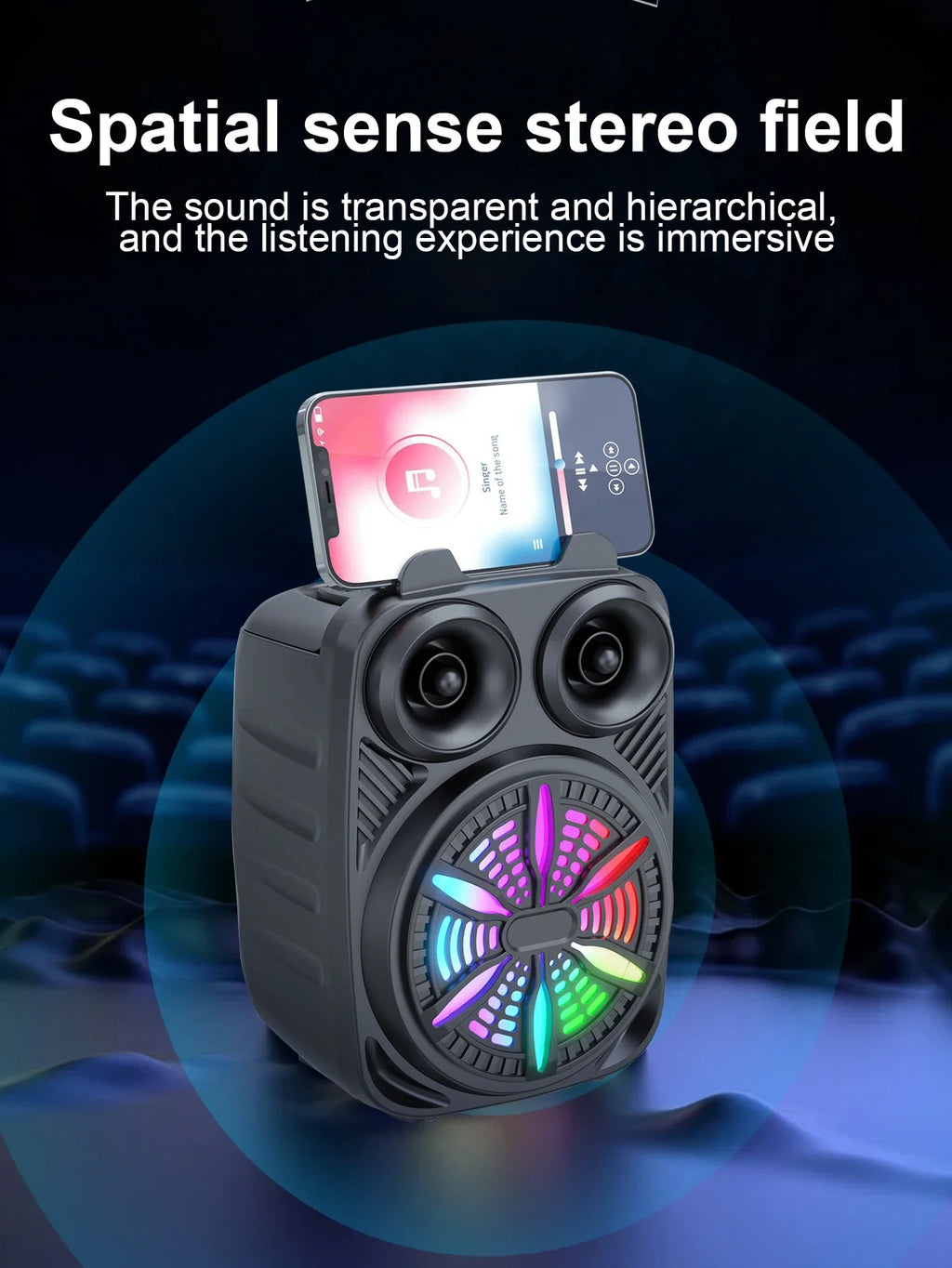 500mAh Bluetooth-Lautsprecher Soundbox Hochleistungs-Bluetooth-Lautsprecher TF-UDisk-Karaoke-Handlautsprecher Subwoofer zum Tanzen