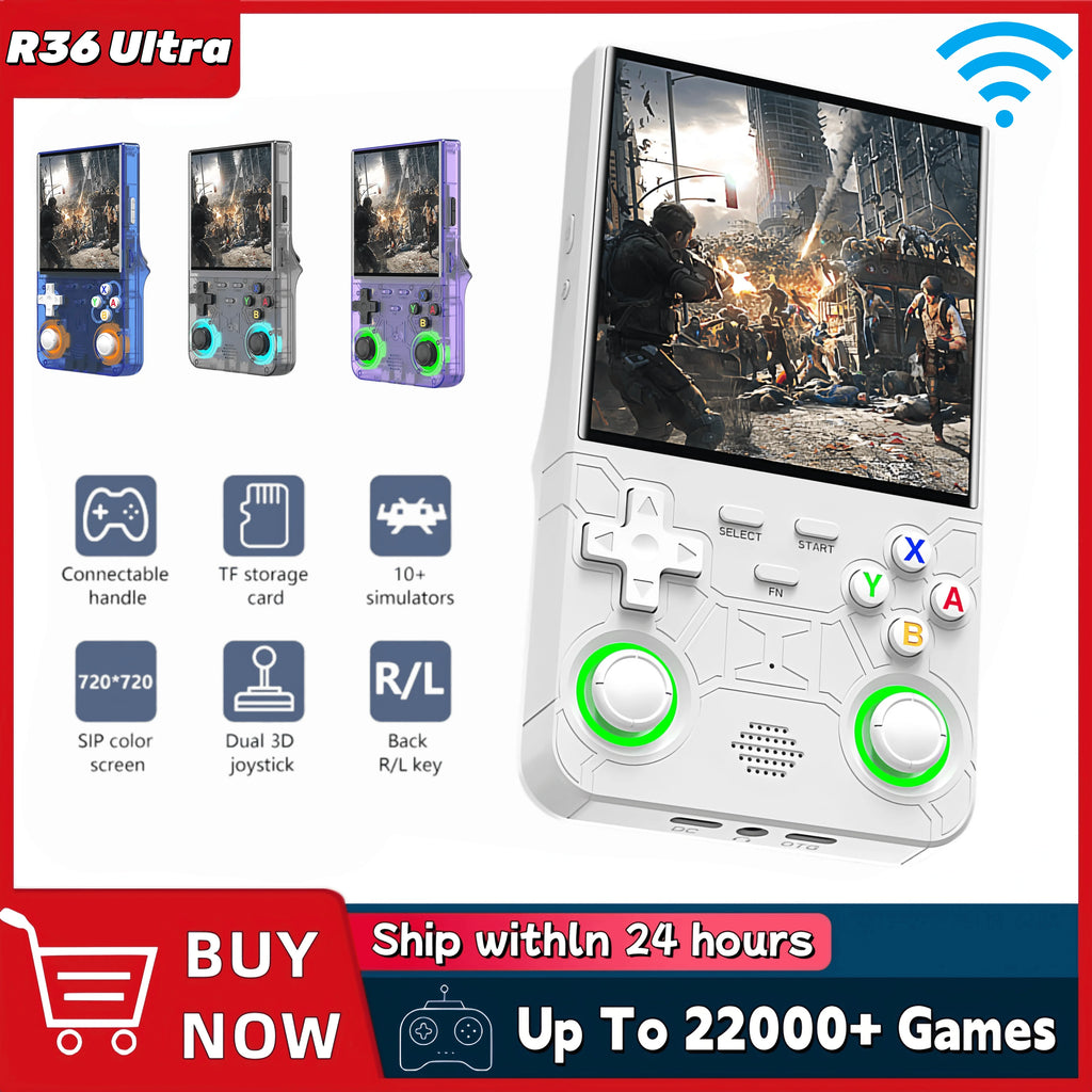 R36 Ultra Handheld WIFI Game Player 4 Zoll IPS-Bildschirm Open Source Retro Video Player 64G/128G Speicher bis zu 20000+ Spiele