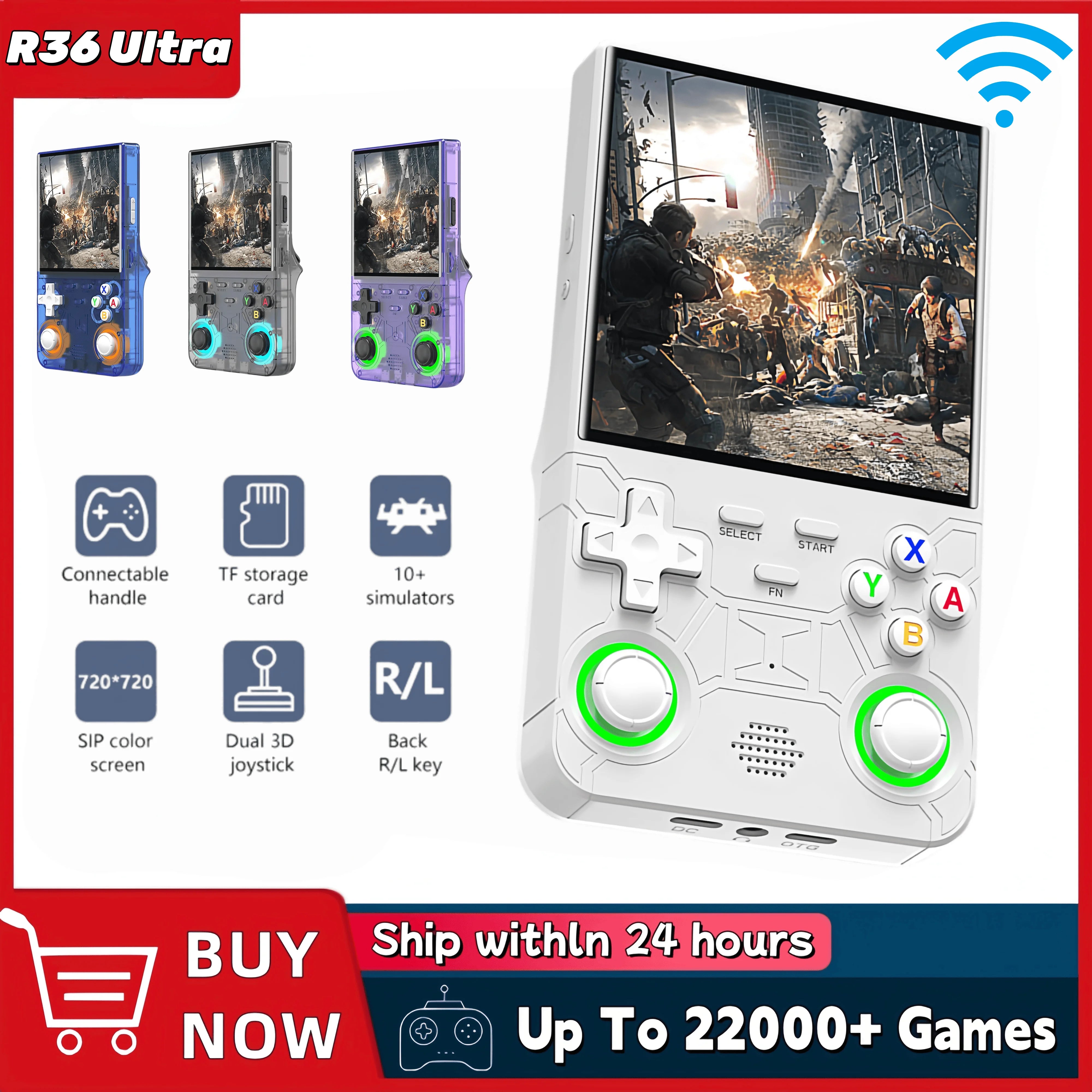 R36 Ultra Handheld WIFI Game Player 4 Zoll IPS-Bildschirm Open Source Retro Video Player 64G/128G Speicher bis zu 20000+ Spiele Hauptbild