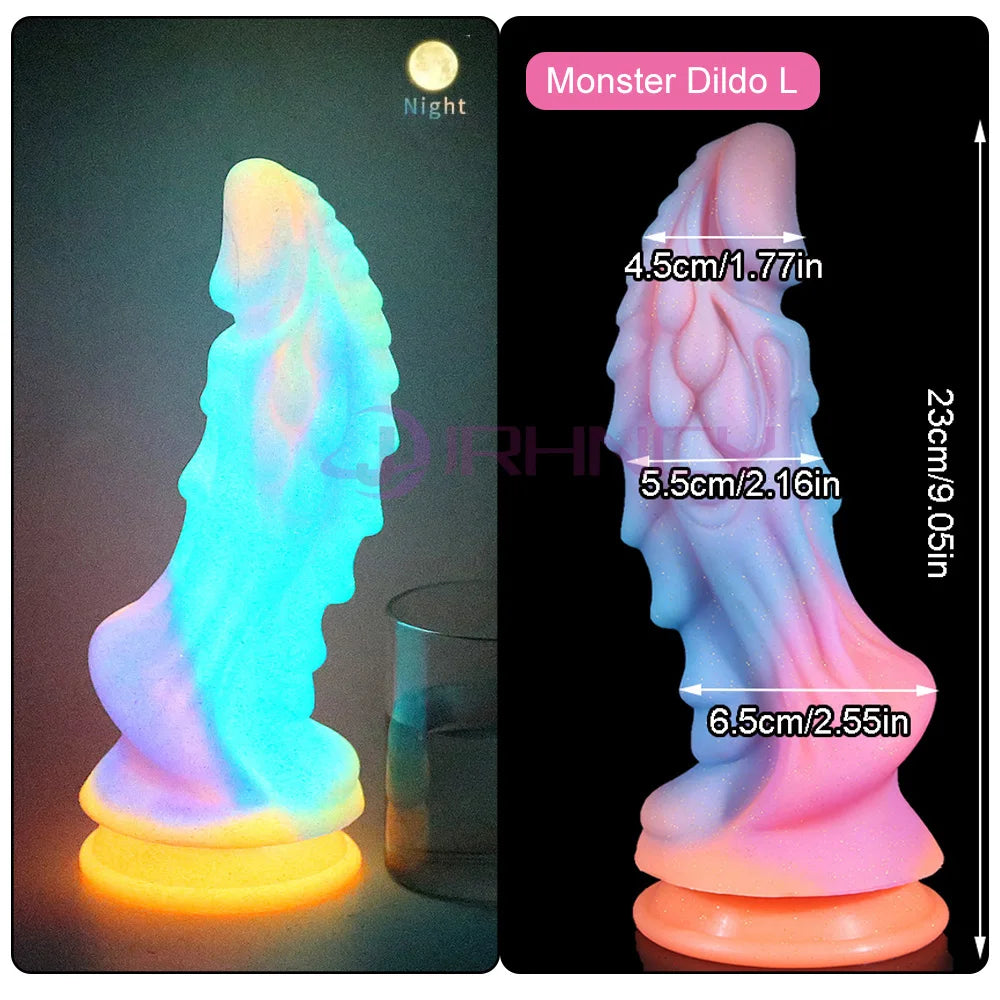 Leuchtende Tierdildos Pferd Realistischer Hundedildo Für Frauen Pferdehoden Monster Drachen-Analdildos Schöne Frauen Männer Sexspielzeug
