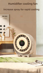 Neuer Sprühnebelventilator, befeuchtend, schnelle Kühlung, Aufhängeloch, geräuscharm, digitale Anzeige, Tastensteuerung der Geschwindigkeit, fein absorbierbar