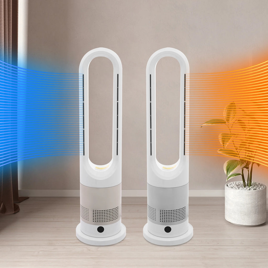 Blattloser Ventilator zum Kühlen und Heizen 220 V mit Timer, Fernbedienung, 8 Windstärken, leise, für Zuhause, Klimaanlage, Heizung, LED-Anzeige