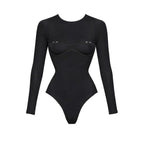 2026 2tlg. sexy Damen-Badeanzug, einteilig, weibliche Bademode, unifarben, Biquini, hoch geschnitten, Monokini, Push-Up-Badeanzüge, Strandmode
