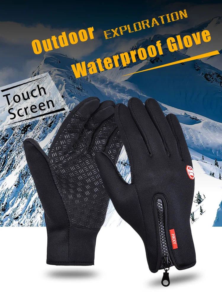 Winter Fahrradhandschuhe Herren Damen Motorrad Fleece Sport Reißverschluss Herbst Touchscreen Warm Wasserabweisend Winddicht Rutschfest Handschuh