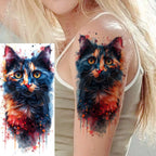 1 Blatt einzigartige Aquarell-Löwe-Tiger-Tier-Temporäre Tattoos langanhaltend wasserdicht Fuchs Eule gefälschter Tattoo-Aufkleber Körperkunst Tattoo