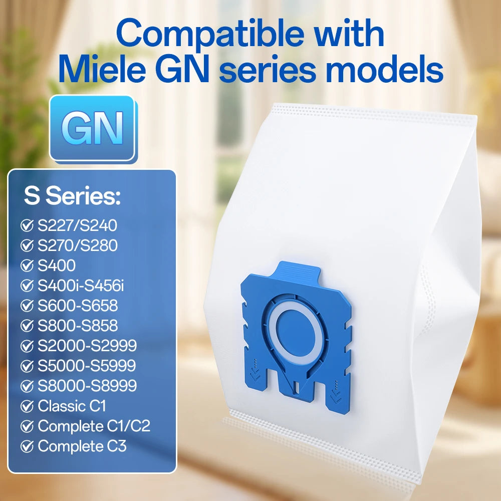 3D Airclean Bags Replacement for Miele GN Vacuum Cleaner Bags Classic C1 Complete C1 C2 C3 S227 S240 S270 S400 S2 S5 S8 Series