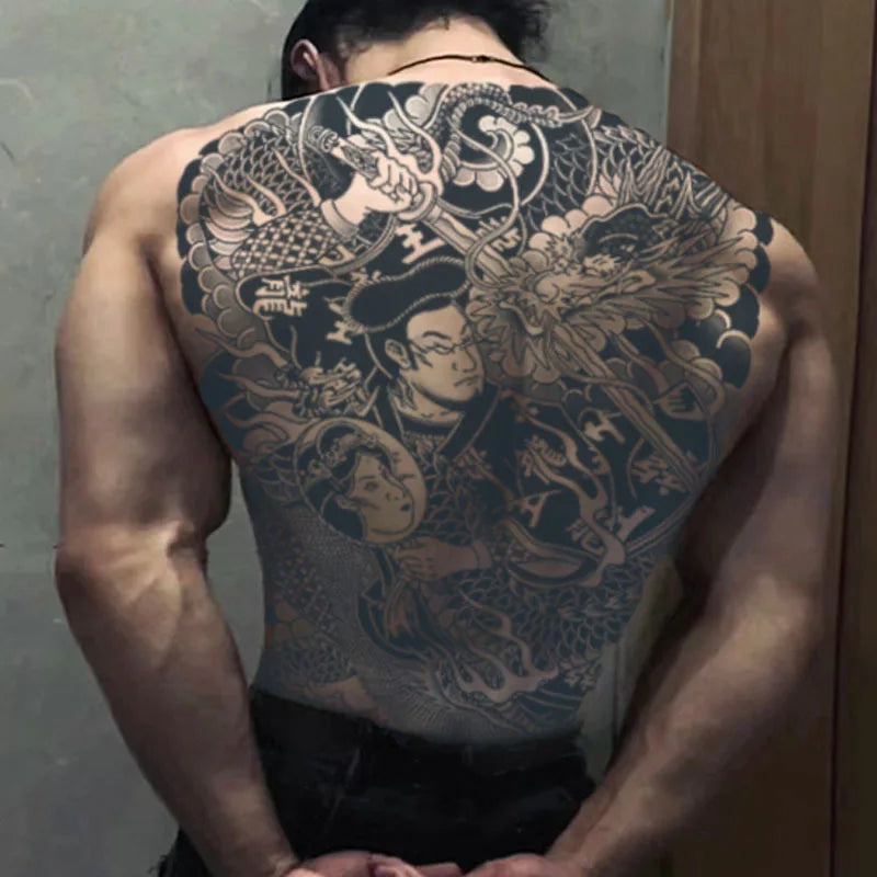 Magic Juice Tinte Wasserdichte Tattoo Aufkleber Große Größe Kräutersaft Temporäre Tattoos Männer Body Art Drache Tiger