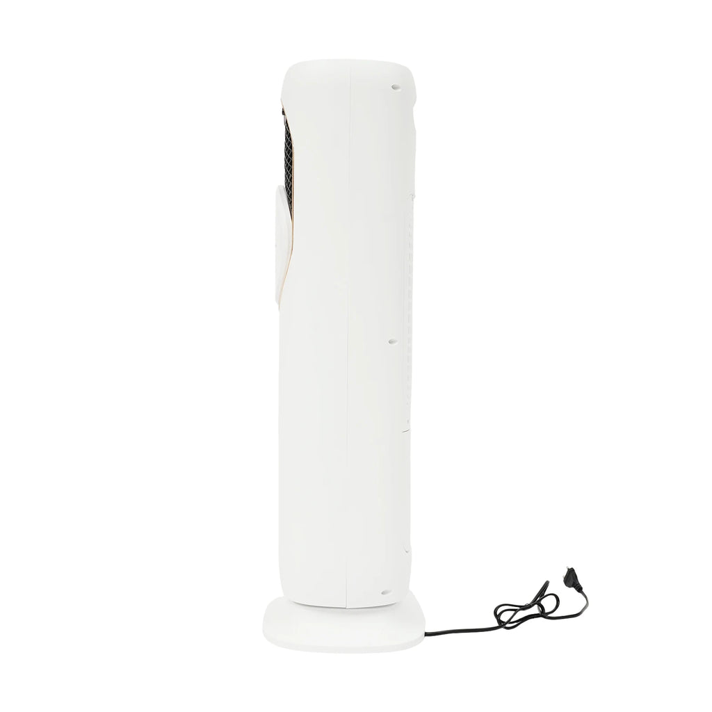 Weißer moderner freistehender ABS-Klimaventilator mit Fernbedienung, Touchscreen, EU-Stecker, warmer und kühler Wind, Zeitschaltfunktion, Luftbefeuchter