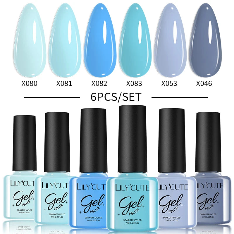 LILYCUTE 6PCS Gel-Nagellack-Set Sommer Neon Nagellack-Gel-Kits für DIY Nagel Semi-Permanenter UV-Lampe Gellack Nagellack-Set