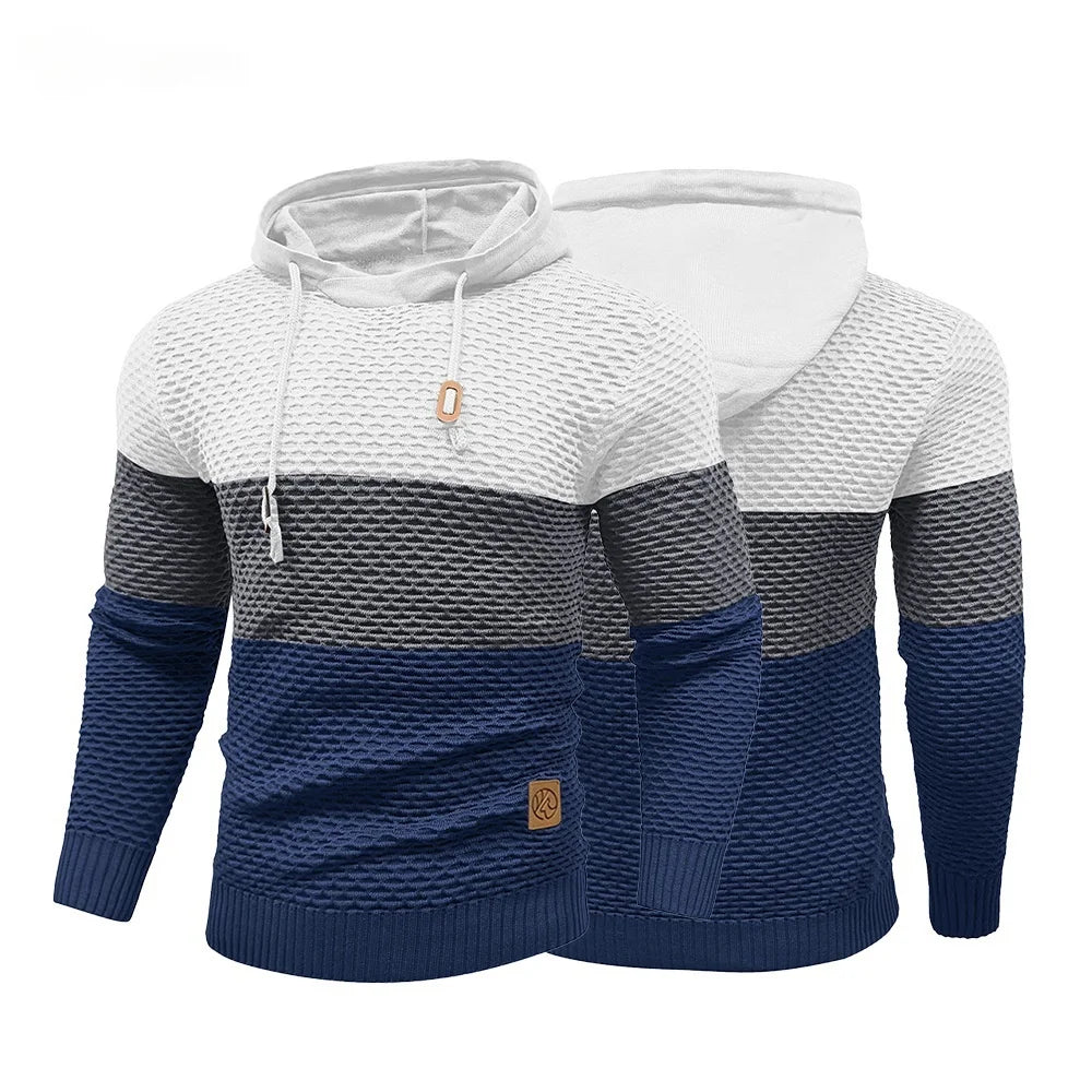 Herren Pullover Frühling Neu Sportlich Warm Figurbetont Gestrickt Pullover Hoodie Kordelzug Hoodies Freizeit Sweatshirt US Größe