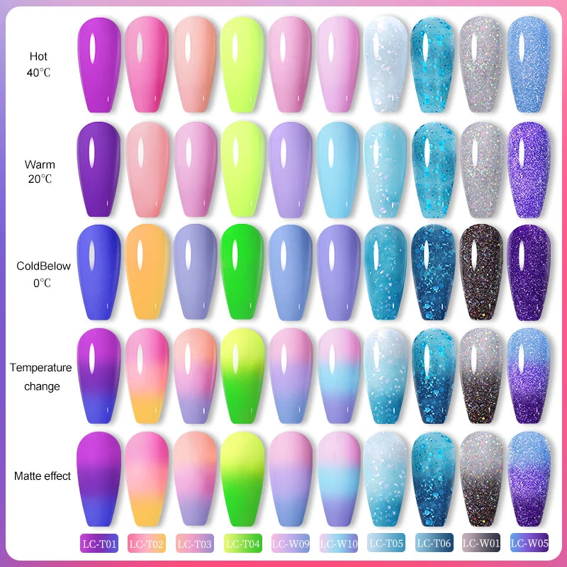 LILYCUTE 7ML 6PCS Neon Gel Nagellack Set fluoreszierend Farbwechsel Semi Permanent Soak Off Maniküre-Kit Nail Art Gel