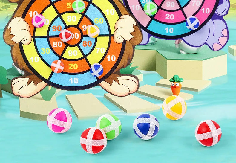 Tiere Dartscheibe Spiele für Kinder Montessori Ziel-Sportspiele Spielzeug mit 2 klebrigen Bällen Lernspiele für Kinder Jungen Mädchen