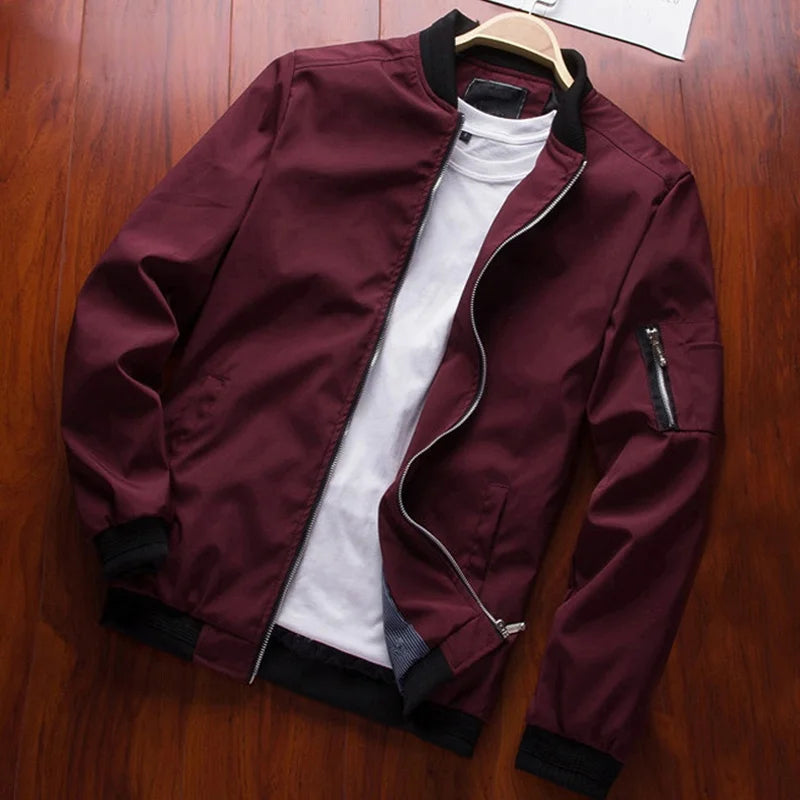Men Bomber Jacket Thin Slim Long Sleeve baseball Jackets Mens Windbreaker Zipper Windbreaker Jacket Male Outwear Brand Clothing Hauptbild