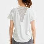 STOUREG Damen Lockeres Mesh Sport T-Shirt Schnell Trocknend Kurzarm Yoga T-Shirt Pilates Laufen Sport Fitness Kurzarm