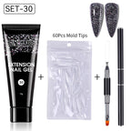 LILYCUTE 15ml Verlängerungsgel-Nagellack-Set Quick Nail Prolong mit Verlängerungsform-Nagelspitzen Acryl-Lösung Maniküre-Werkzeug-Kit