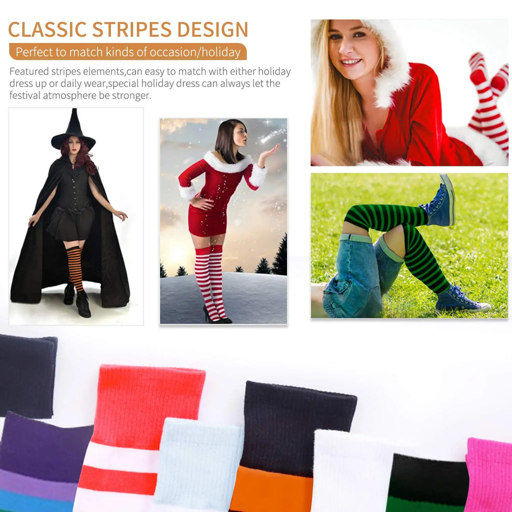 Farbige gestreifte Strümpfe Japanische Overknee-Socken Mode Frauen Warmhalten Socken Sexy Schlanke Lange Socken Strumpfwaren JK Cosplay Lolita Y2k