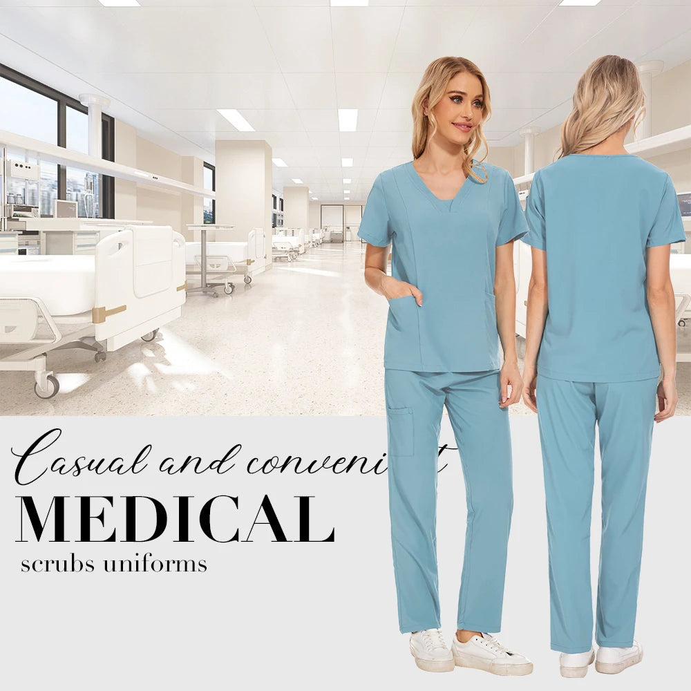 Niaahinn Scrubs Uniforms Sets Großhandel Medizinische Kasacks Stretch-Anzug Gesundheitswesen Pflegeuniform Unisex OP-Kasacks Damen Herren