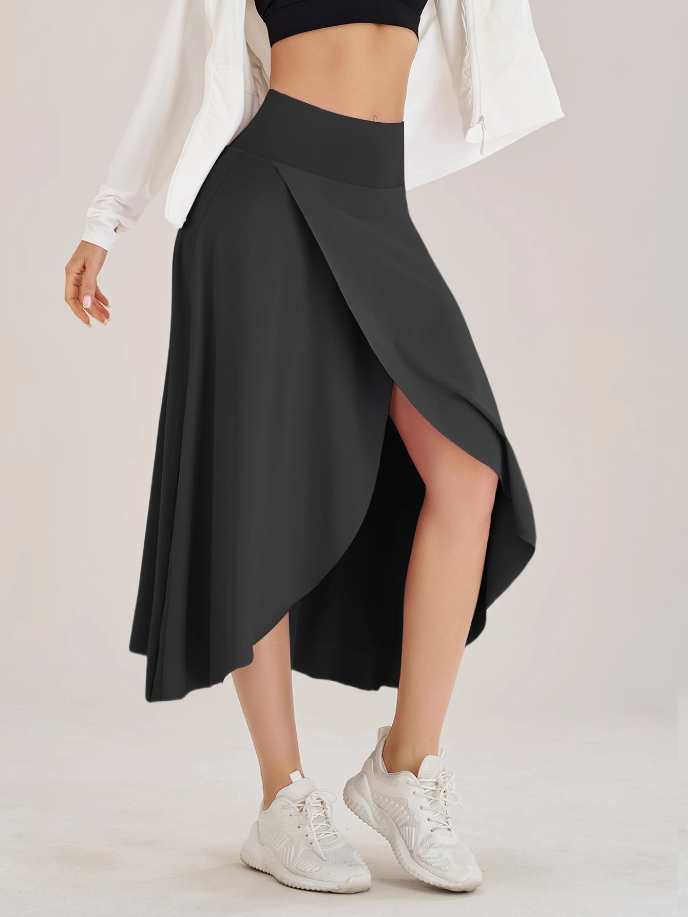 Sommer Damen Golf Tennis Tanz Fitness Lange Röcke Schnell Trocknend Einfarbige Damen Unterfütterung Hohe Taille Lange Röcke Shorts