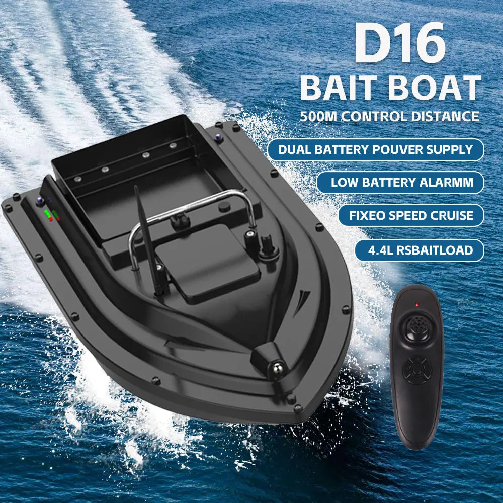 D16 Futterboot mit einzelnem Köderbehälter, automatisches Köderboot mit Fernbedienung, 400–500 m Reichweite, 12000 mAh