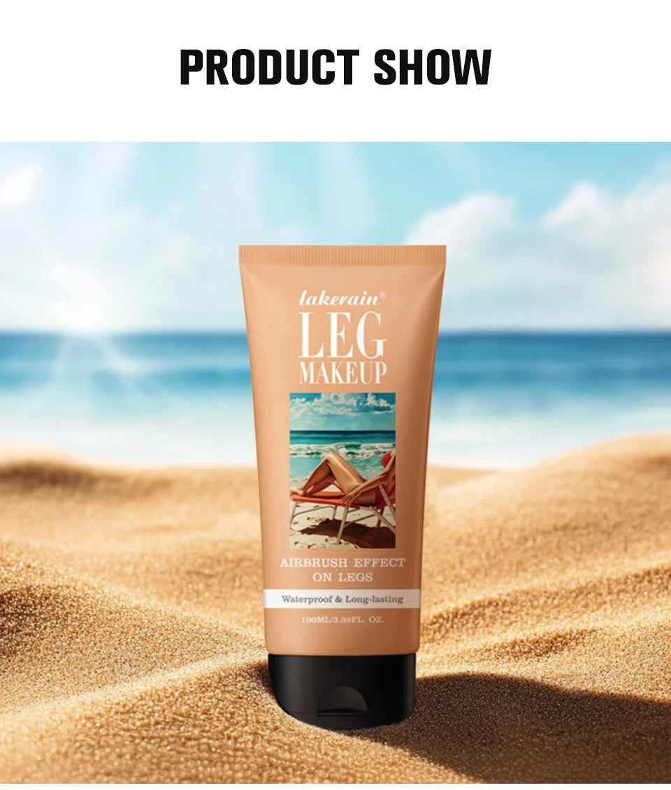 Wasserdichte Körper-Foundation mit gratis Puderquaste, Bronze Bein Make-up, lang anhaltende Bräunungscreme 100ml 3 Farben