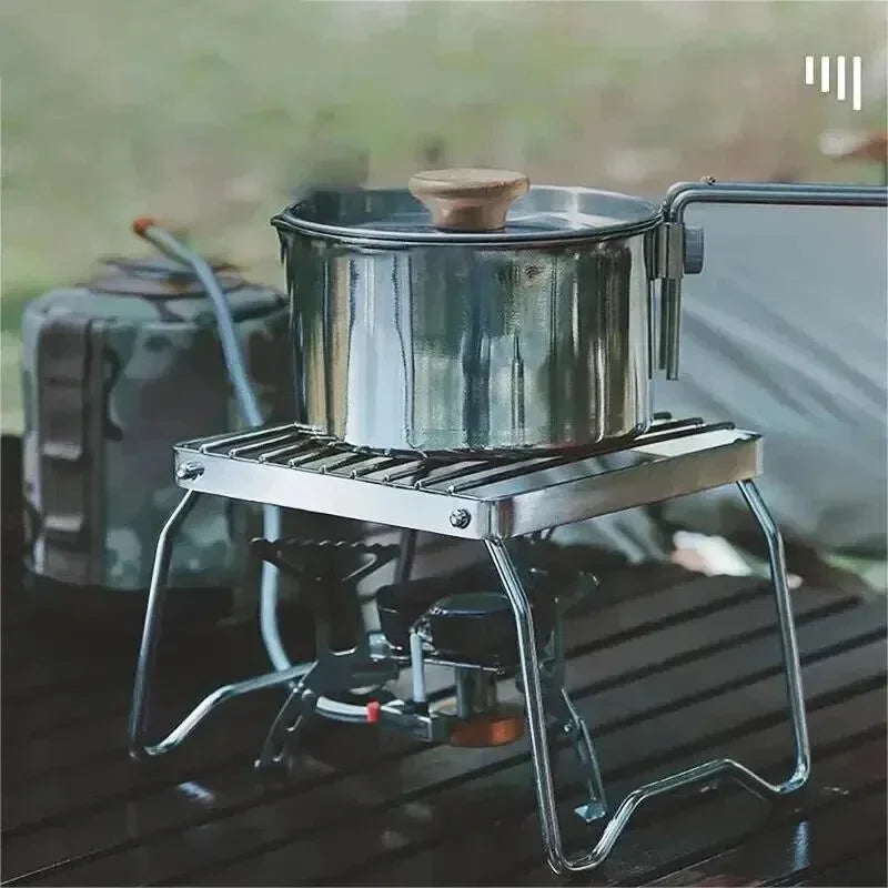 Outdoor Edelstahlkocher Halterung Camping Tragbarer Klappbarer Mini Grillrost Set Topfhalter Backblechhalter