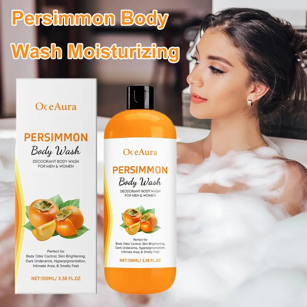 100ml Kaki-Duschgel, Peeling-Duschgel, Feuchtigkeit spendend, Haut reinigend, glatt, weich, Körpergeruch-Entferner, Badeprodukte