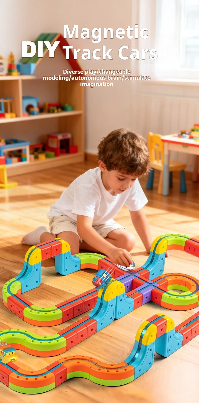 Elektrisches Magnetschwebebahn-Set für Kinder – Anti-Schwerkraft DIY Montage Magnetische Montageschiene Lernspielzeug für Jungen