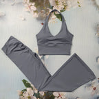 Scrunch-Sportanzug Damen Yoga-Set Gymnastik-Kleidung Sexy Sport-BHs und Schlaghosen-Sets Fitness-Outfits Damen Trainingskleidung
